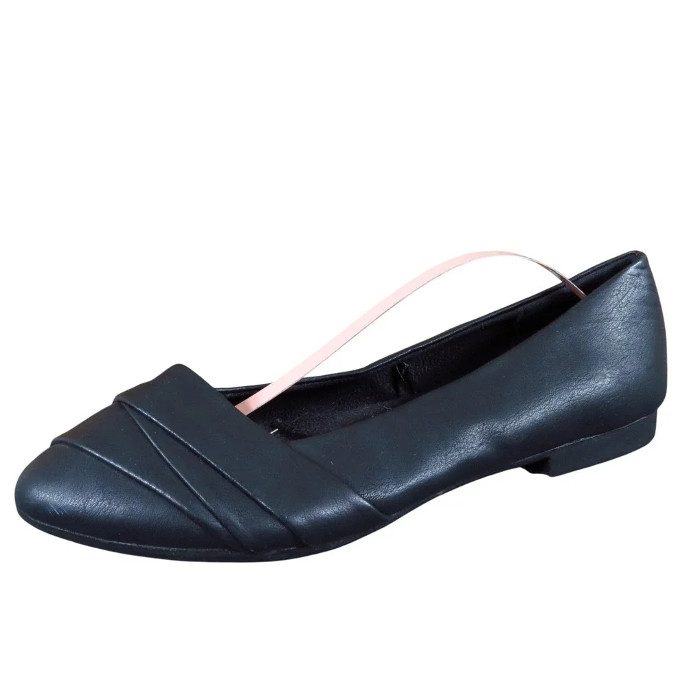 White Mountain Perula Women Flat Sz 8.5 Professional Office Wear Black Synthetic